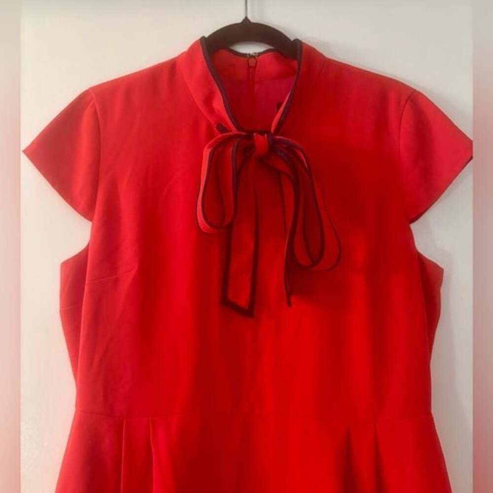 J. Crew Red Tie-Neck Dress in 365 Crepe Women’s Size 12 - Picture 2 of 10